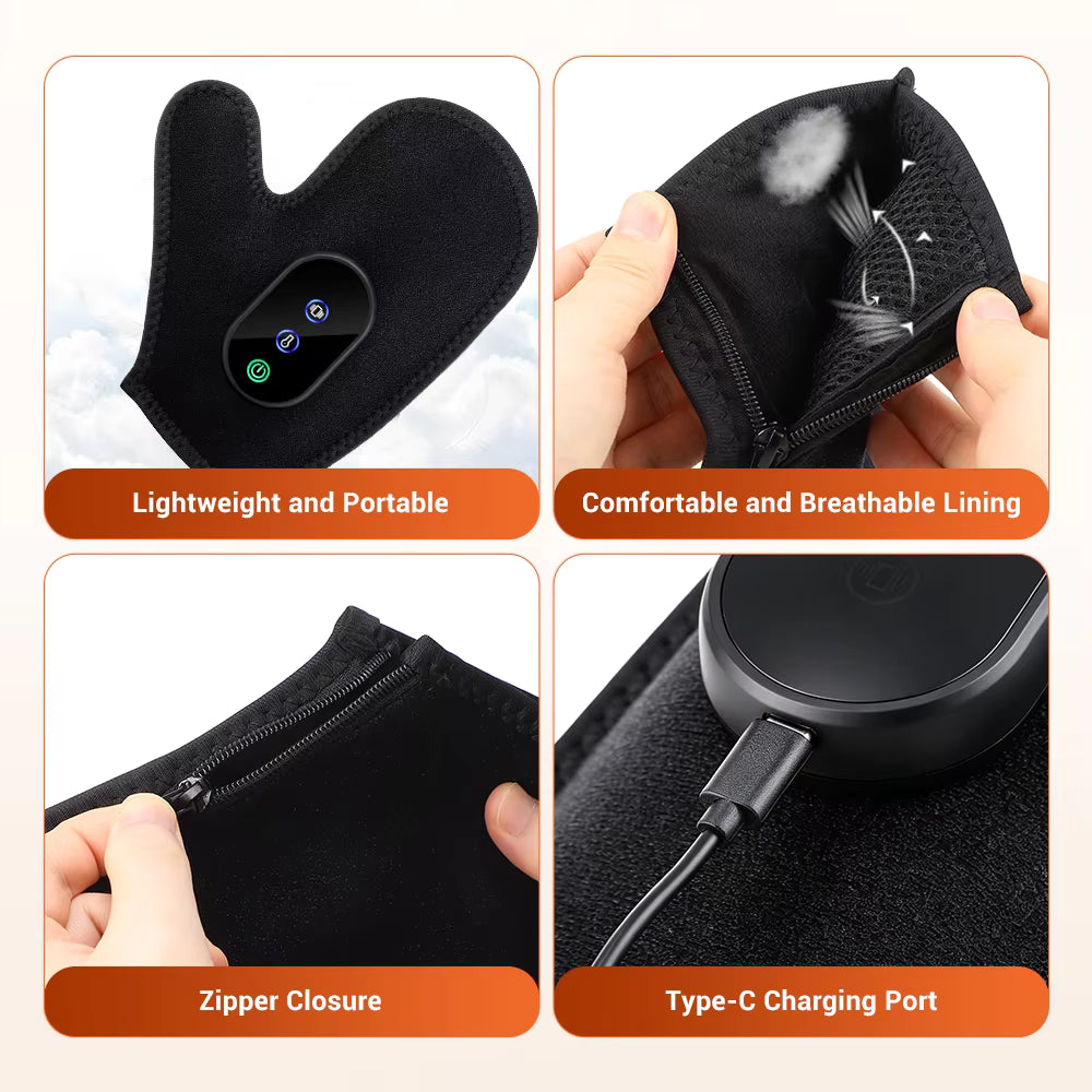 Cordless Vibration Heated Glove with Red LED Light & Graphene Warmth