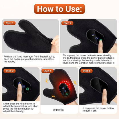 Cordless Vibration Heated Glove with Red LED Light & Graphene Warmth