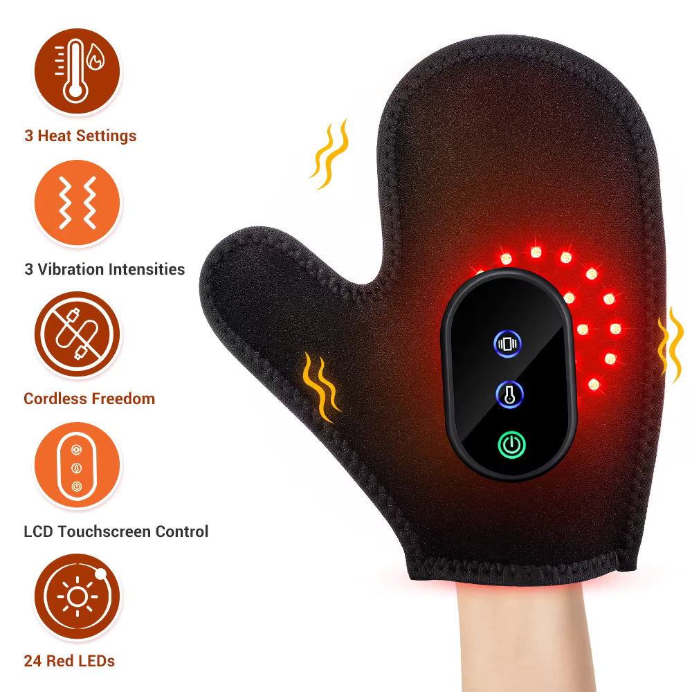 Cordless Vibration Heated Glove with Red LED Light & Graphene Warmth