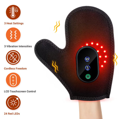 Cordless Vibration Heated Glove with Red LED Light & Graphene Warmth